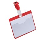 Identyfikator z klipem 60x90mm czerwony 25 sztuk /810603/