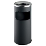 Kosz na śmieci okrągły SAFE metalowy z popielnicą antracytowy 3332 58