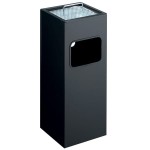 Kosz na śmieci kwadratowy metalowy z popielnicą czarny 333101