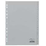 Przekładki A4 wykonane z PP nadrukowane indeksy A-Z szare 24 części 6508 10