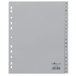 Przekładki wykonane z PP A4 nadrukowane indeksy A-Z szare 20 części 652010