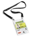 Identyfikator konferencyjny A6 z taśmą tekstylną czarną 10 sztuk 8525 01