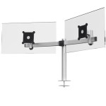 Uchwyt na 2 monitory LCD 21-27'' montaż w otworze blatu srebrny /508623/